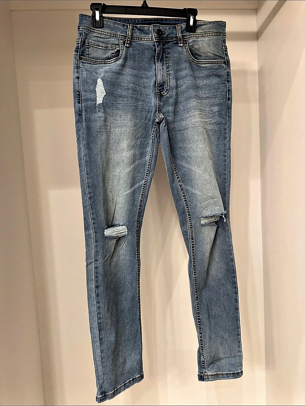 the perfect jean nyc The OG Stretch Jean Slim Fit distressedJeans Blue Waist 32